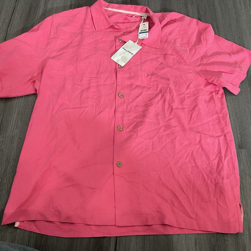 NEW-Tommy Bahama~XL~Tropic Isles Soft Flamingo Silk Shirt Men's $118